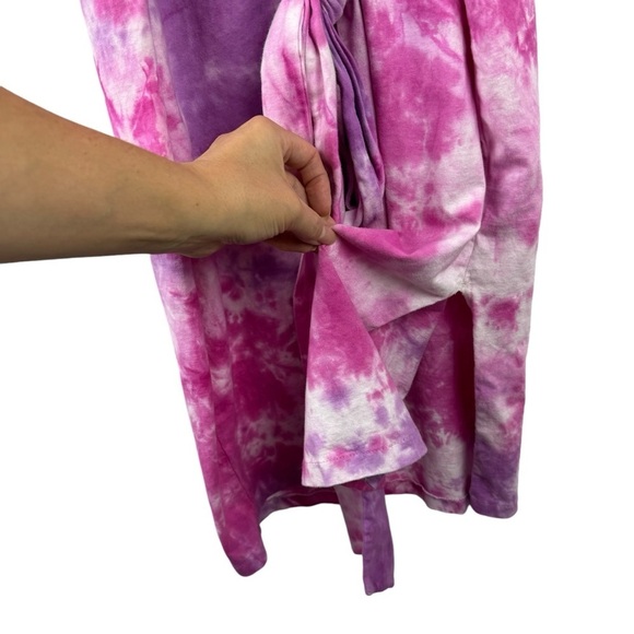 Lovers + Friends Dress Womens Large Pink Brooklyn Tie Dye Midi Side Slit Stretch - Picture 9 of 15